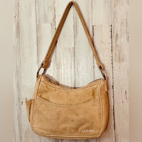 Aeropostale Handbags - Y2K Aero Corduroy Mini Shoulder Bag Tan Tiny Baguette Purse